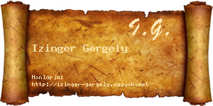 Izinger Gergely névjegykártya